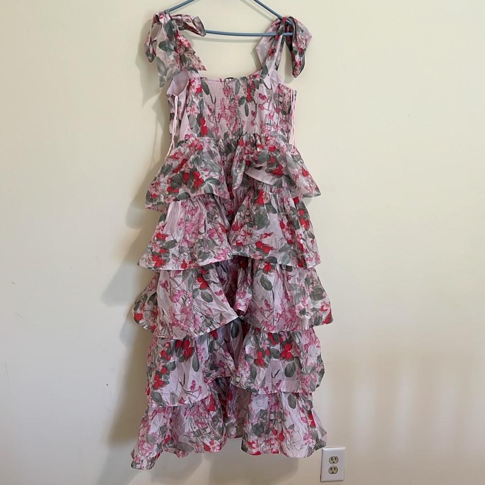 & Other Stories Corset front Tiered Floral Ruffled maxi Dress size 12 NWOT - Picture 6 of 12